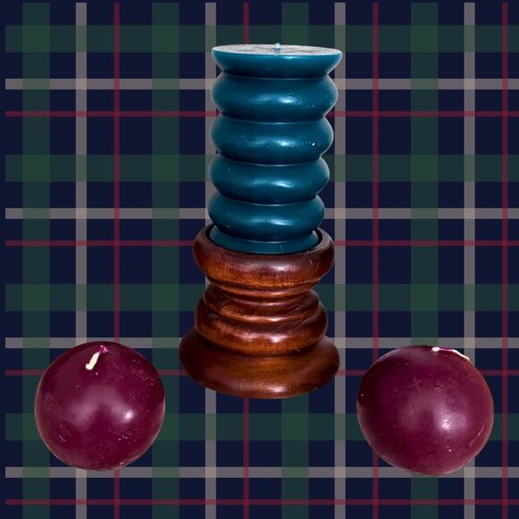 Cottage Lodge Wood Candle Holder + Candles Set - Picture 2 of 6